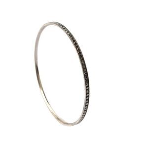 Designer Womens 18K White Gold Black Diamond Bangle 2.5" 11.8g